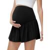 image:imageFoucome Maternity Athletic Shorts 2 in 1 Running Golf Shorts with Pockets Flowy Pregnancy Workout Tennis SkortsBlack