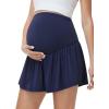 image:imageFoucome Maternity Athletic Shorts 2 in 1 Running Golf Shorts with Pockets Flowy Pregnancy Workout Tennis SkortsNavy