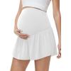 image:imageFoucome Maternity Athletic Shorts 2 in 1 Running Golf Shorts with Pockets Flowy Pregnancy Workout Tennis SkortsWhite