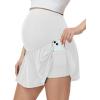 image:imageFoucome Maternity Athletic Shorts 2 in 1 Running Golf Shorts with Pockets Flowy Pregnancy Workout Tennis SkortsWhite