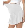 image:imageFoucome Maternity Athletic Shorts 2 in 1 Running Golf Shorts with Pockets Flowy Pregnancy Workout Tennis SkortsWhite