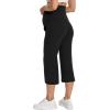 image:imageFoucome Maternity Capris Wide Leg Cropped Yoga Pants Summer Loose Casual Pregnancy Pants with PocketsBlack