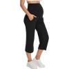 image:imageFoucome Maternity Capris Wide Leg Cropped Yoga Pants Summer Loose Casual Pregnancy Pants with PocketsBlack