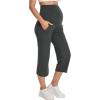 image:imageFoucome Maternity Capris Wide Leg Cropped Yoga Pants Summer Loose Casual Pregnancy Pants with PocketsDark Grey