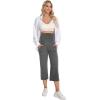 image:imageFoucome Maternity Capris Wide Leg Cropped Yoga Pants Summer Loose Casual Pregnancy Pants with PocketsMelange Grey