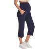 image:imageFoucome Maternity Capris Wide Leg Cropped Yoga Pants Summer Loose Casual Pregnancy Pants with PocketsNavy