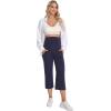 image:imageFoucome Maternity Capris Wide Leg Cropped Yoga Pants Summer Loose Casual Pregnancy Pants with PocketsNavy