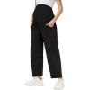 image:imageFoucome Womens Maternity Baggy Barrel Pants Wide Leg Pregnancy Lounge Sweatpants with PocketsBlack