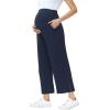 image:imageFoucome Womens Maternity Capris Wide Leg Yoga Sweatpants Loose Pregnancy Casual Lounge Work Cropped PantsNavy Blue