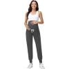 image:imageFoucome Womens Maternity Pants Over Belly Stretchy Drawstring Pregnancy Joggers Sweatpants with PocketsBlackGreyMelange Grey