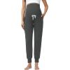 image:imageFoucome Womens Maternity Pants Over Belly Stretchy Drawstring Pregnancy Joggers Sweatpants with PocketsBlackGreyMelange Grey