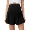 image:imageFoucome Maternity Athletic Shorts 2 in 1 Running Golf Shorts with Pockets Flowy Pregnancy Workout Tennis SkortsBlack