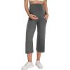 image:imageFoucome Maternity Capris Wide Leg Cropped Yoga Pants Summer Loose Casual Pregnancy Pants with PocketsMelange Grey