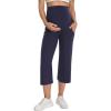 image:imageFoucome Maternity Capris Wide Leg Cropped Yoga Pants Summer Loose Casual Pregnancy Pants with PocketsNavy