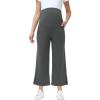 image:imageFoucome Womens Maternity Capris Wide Leg Yoga Sweatpants Loose Pregnancy Casual Lounge Work Cropped PantsGrey