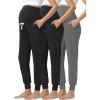image:imageFoucome Womens Maternity Pants Over Belly Stretchy Drawstring Pregnancy Joggers Sweatpants with PocketsBlackBlackMelange Grey