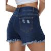 image:imageFoucome 2 Pack Womens Jean Shorts High Waisted Stretchy Ripped Denim Shorts with Pockets2 Pack Light BlueDark Blue