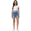 image:imageFoucome 2 Pack Womens Jean Shorts High Waisted Stretchy Ripped Denim Shorts with Pockets2 Pack Mid BlueDark Blue