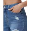 image:imageFoucome 2 Pack Womens Jean Shorts High Waisted Stretchy Ripped Denim Shorts with Pockets2 Pack Mid BlueDark Blue