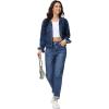 image:imageFoucome Boyfriend Jeans for Women High Waisted Stretchy Baggy Denim PantsDark Blue