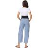 image:imageFoucome Maternity Barrel Jeans Over Belly Comfy Stretch Wide Leg Cropped Baggy Pregnancy Denim PantsLight Blue