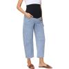 image:imageFoucome Maternity Barrel Jeans Over Belly Comfy Stretch Wide Leg Cropped Baggy Pregnancy Denim PantsLight Blue