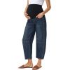 image:imageFoucome Maternity Barrel Jeans Over Belly Comfy Stretch Wide Leg Cropped Baggy Pregnancy Denim PantsVintage Blue