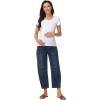 image:imageFoucome Maternity Barrel Jeans Over Belly Comfy Stretch Wide Leg Cropped Baggy Pregnancy Denim PantsVintage Blue
