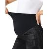 image:imageFoucome Maternity Barrel Jeans Over Belly Comfy Stretch Wide Leg Cropped Baggy Pregnancy Denim PantsWash Black