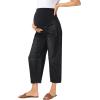 image:imageFoucome Maternity Barrel Jeans Over Belly Comfy Stretch Wide Leg Cropped Baggy Pregnancy Denim PantsWash Black