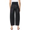 image:imageFoucome Maternity Barrel Jeans Over Belly Comfy Stretch Wide Leg Cropped Baggy Pregnancy Denim PantsWash Black
