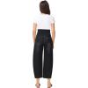 image:imageFoucome Maternity Barrel Jeans Over Belly Comfy Stretch Wide Leg Cropped Baggy Pregnancy Denim PantsWash Black