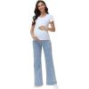 image:imageFoucome Maternity Jeans Over The Belly Wide Leg Jeans Stretch Baggy Pregnancy Denim PantsLight Blue
