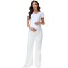 image:imageFoucome Maternity Jeans Over The Belly Wide Leg Jeans Stretch Baggy Pregnancy Denim PantsWhite