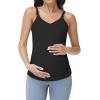 image:imageFoucome Maternity Nursing Tank Tops for Breastfeeding Comfort Stretch Pregnancy Camisoles Cami Tanks with Built in BraBlack