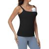 image:imageFoucome Nursing Tank Tops for Breastfeeding Square Neck Nursing Camisoles Yoga Workout Shirt with Built in BraBlack