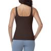 image:imageFoucome Nursing Tank Tops for Breastfeeding Square Neck Nursing Camisoles Yoga Workout Shirt with Built in BraBrown