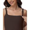 image:imageFoucome Nursing Tank Tops for Breastfeeding Square Neck Nursing Camisoles Yoga Workout Shirt with Built in BraBrown