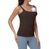 image:imageFoucome Nursing Tank Tops for Breastfeeding Square Neck Nursing Camisoles Yoga Workout Shirt with Built in BraBrown