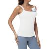 image:imageFoucome Nursing Tank Tops for Breastfeeding Square Neck Nursing Camisoles Yoga Workout Shirt with Built in BraWhite
