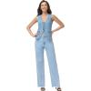 image:imageFoucome Womens Denim Vest Sleeveless Fitted Button Down Jeans Vest Top for Women Summer Trendy Casual WaistcoatBlue