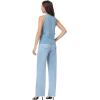 image:imageFoucome Womens Denim Vest Sleeveless Fitted Button Down Jeans Vest Top for Women Summer Trendy Casual WaistcoatBlue