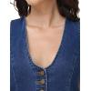 image:imageFoucome Womens Denim Vest Sleeveless Fitted Button Down Jeans Vest Top for Women Summer Trendy Casual WaistcoatDark Blue
