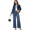 image:imageFoucome Womens Flare Jeans High Waisted Bell Bottom Jeans for Women Stretch Baggy Wide Leg Denim PantsDark Blue