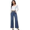 image:imageFoucome Womens Flare Jeans High Waisted Bell Bottom Jeans for Women Stretch Baggy Wide Leg Denim PantsDark Blue