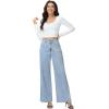 image:imageFoucome Womens Flare Jeans High Waisted Bell Bottom Jeans for Women Stretch Baggy Wide Leg Denim PantsLight Blue
