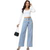 image:imageFoucome Womens Flare Jeans High Waisted Bell Bottom Jeans for Women Stretch Baggy Wide Leg Denim PantsLight Blue