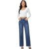 image:imageFoucome Womens Jeans High Waisted Straight Leg Jeans for Women Stretchy Frayed Raw Hem Baggy Denim PantsDark Blue