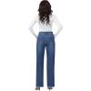 image:imageFoucome Womens Jeans High Waisted Straight Leg Jeans for Women Stretchy Frayed Raw Hem Baggy Denim PantsDark Blue