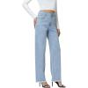 image:imageFoucome Womens Jeans High Waisted Straight Leg Jeans for Women Stretchy Frayed Raw Hem Baggy Denim PantsLight Blue